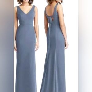 Social Bridesmaids by Dessy Trumpet Gown 8194 in Silverstone